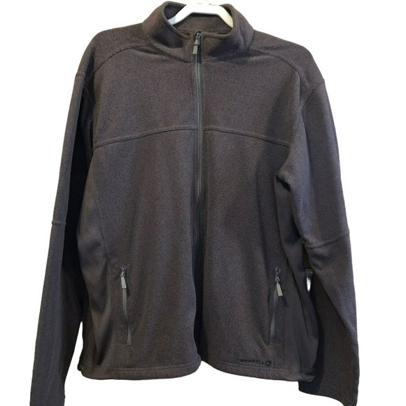 Merrell Women's Grey Full Zip Stretch Knit Jacket Sz XL Hiking Camping Gorpcore - Picture 1 of 9